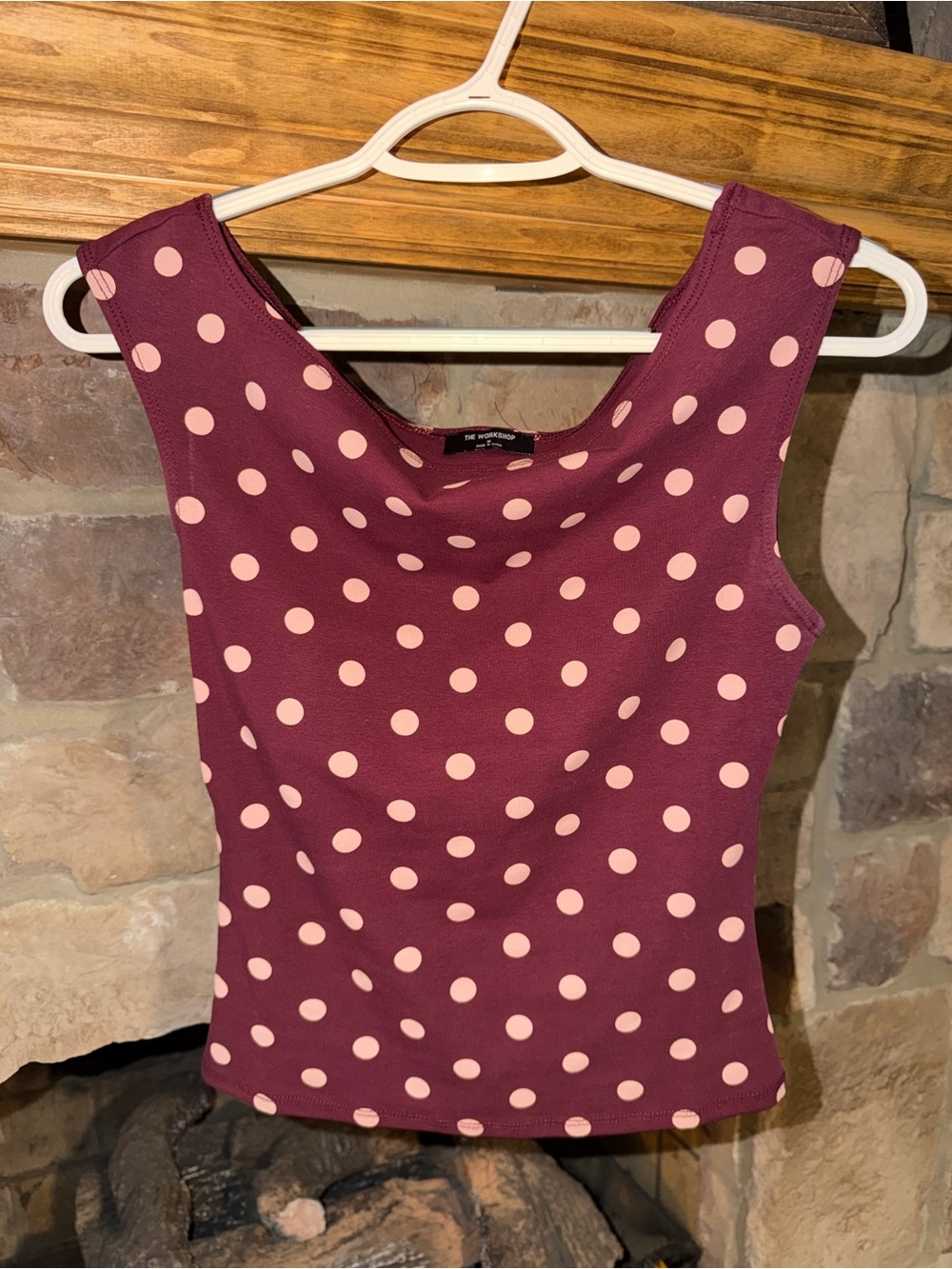 Sleeveless Maroon Polka Dot Tank Top